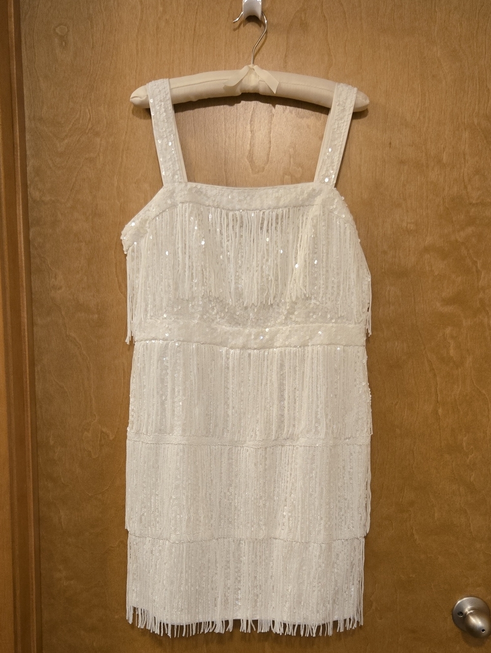 SHEIN White Sequin Fringe Mini Dress